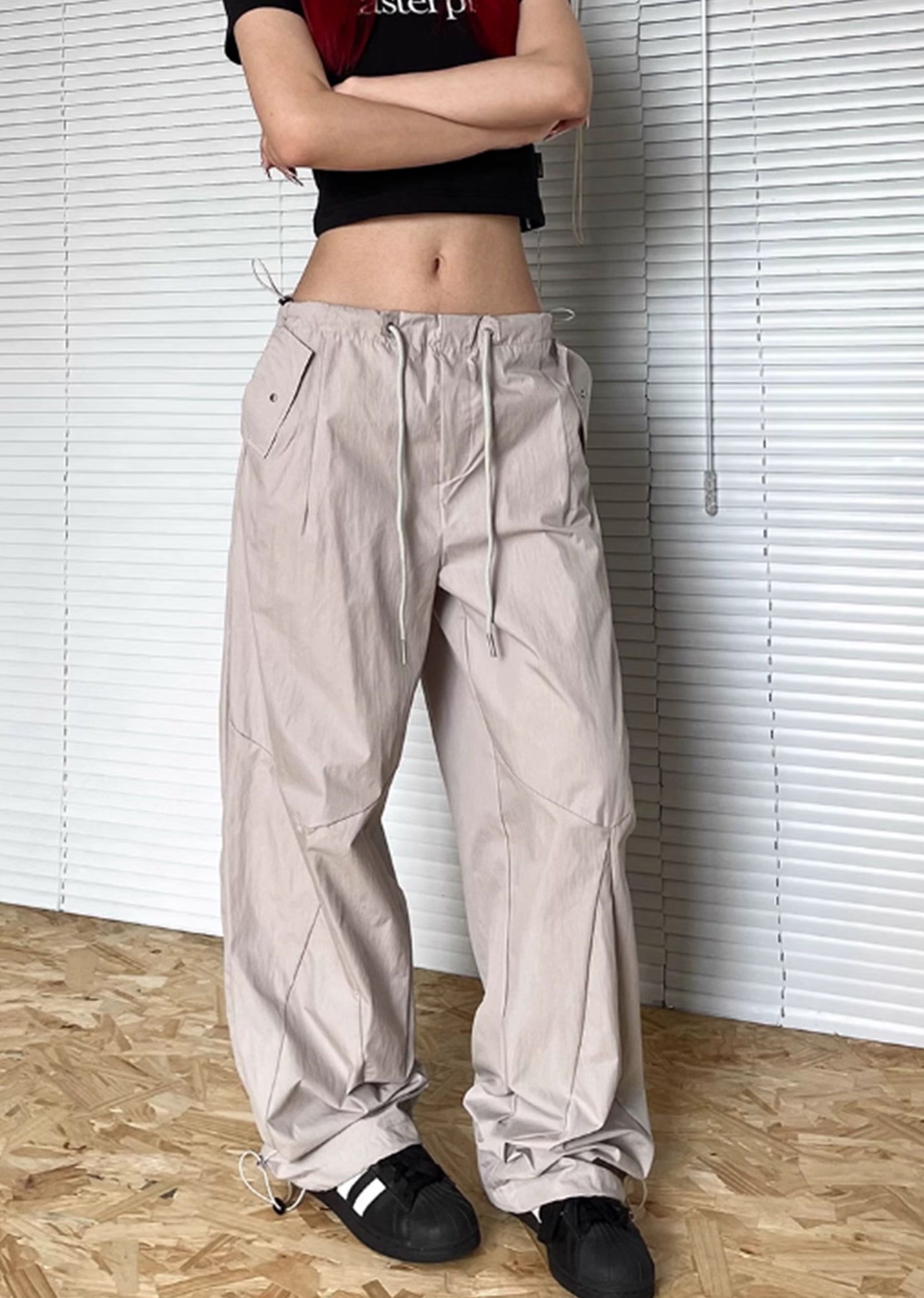 【Apocket】Dull and wrinkled street wide silhouette pants  AK0024