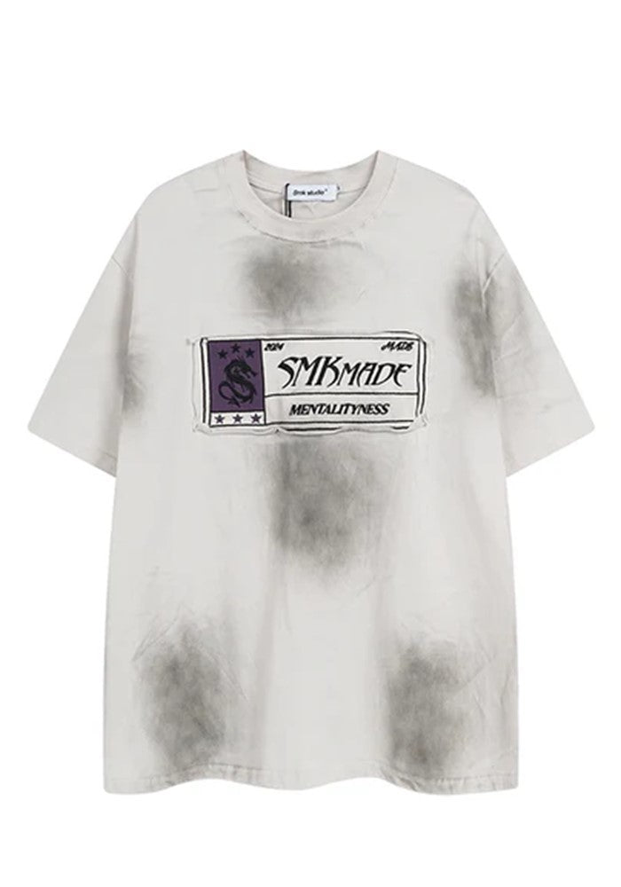 【MR nearly】Fully washed design front point short sleeve T-shirt  MR0119