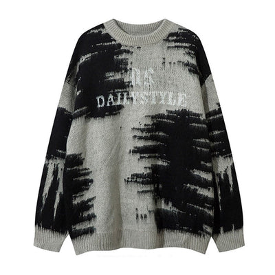 【NIHAOHAO】Double monotone color art design knit sweater  NH0166