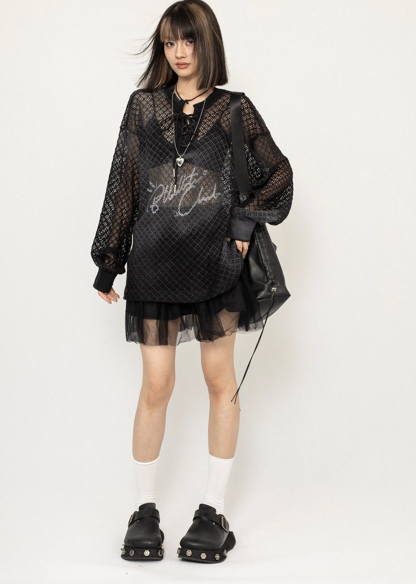 【ZERO STORE】See-through active mesh design double over knit  ZS0046