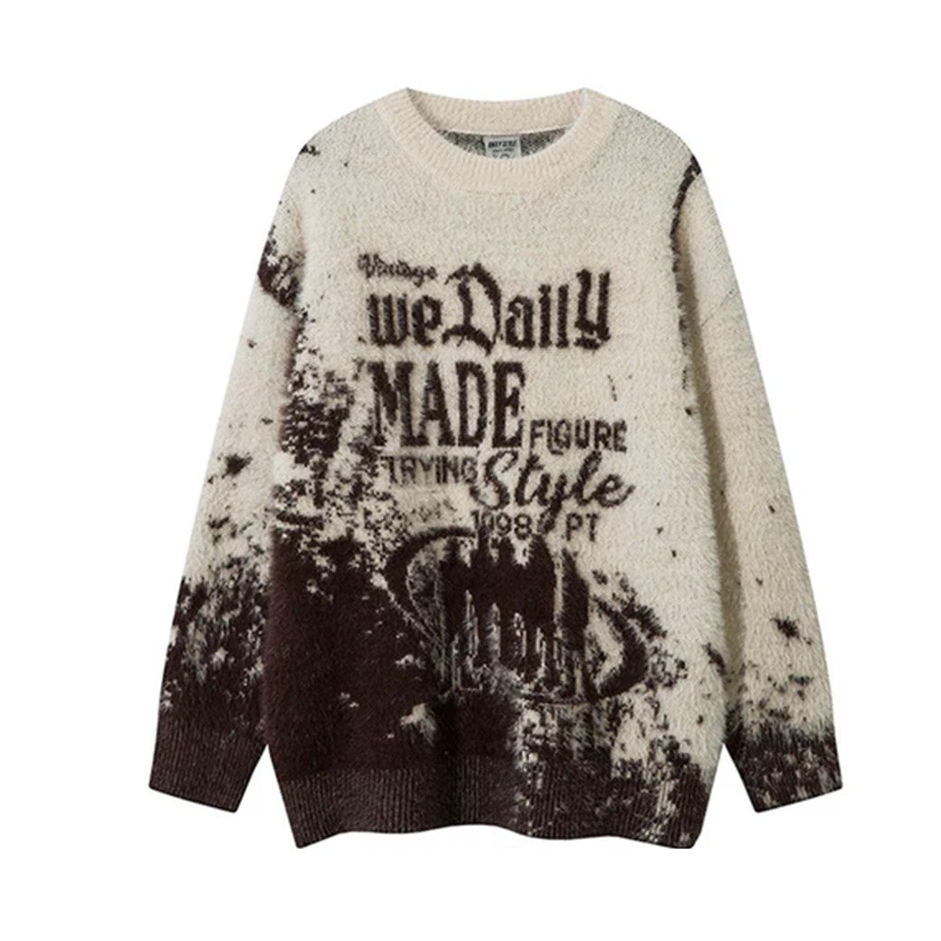 【NIHAOHAO】Grunge trend design color over knit sweater  NH0165