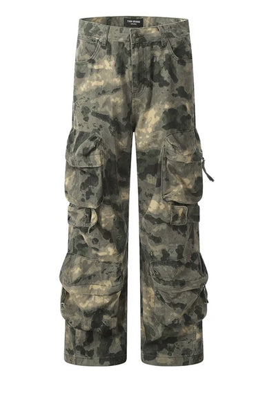 【BTSG】Big pocket double design camouflage color wide style cargo pants  BS0035