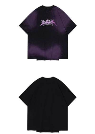 [76street] Multicolor Wash Design Punk Initial Short Sleeve T-Shirt ST0011