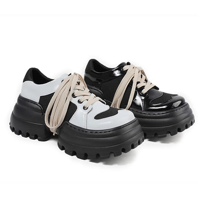 【9/9新作】Thick sole design silhouette glossy monotone color sneakers  HL3084