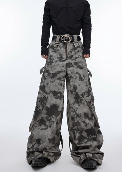 【Culture E】Random camouflage silhouette design wide pants  CE0151