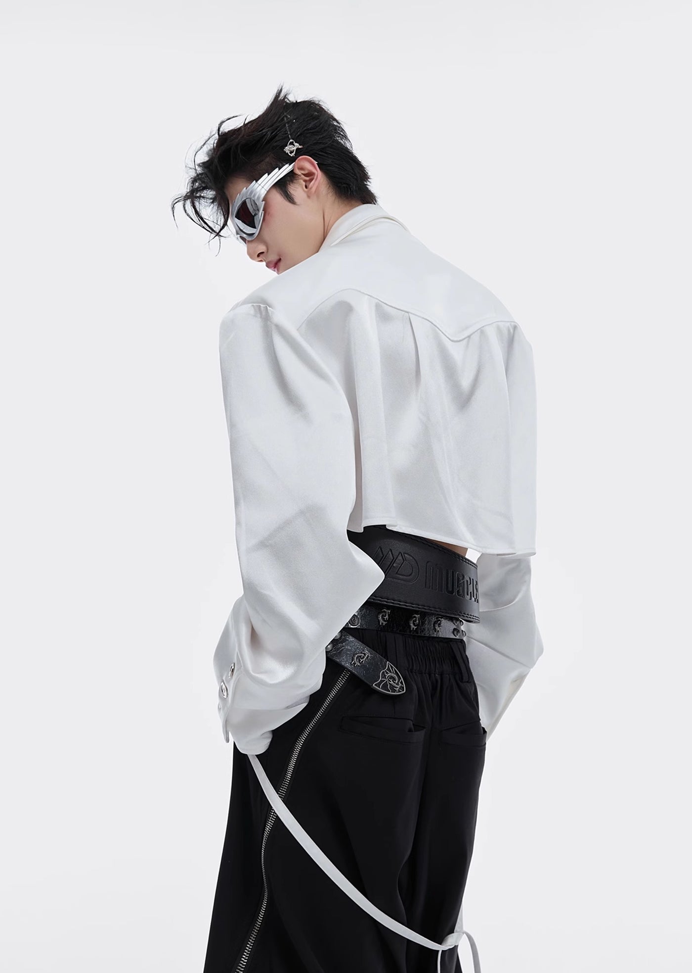 【Culture E】Short length silhouette sleeveless long sleeve shirt  CE0141
