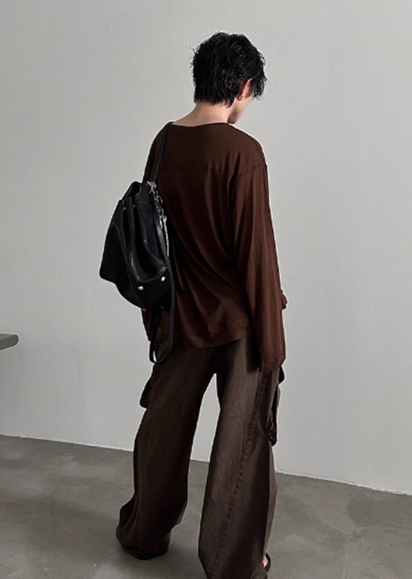 【Very Fewest】Design Basic color versatile mode long sleeve T-shirt  VF0029