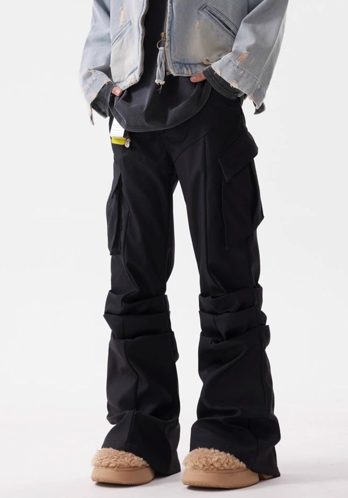 【BTSG】Gimmick silhouette black basic design pants  BS0042