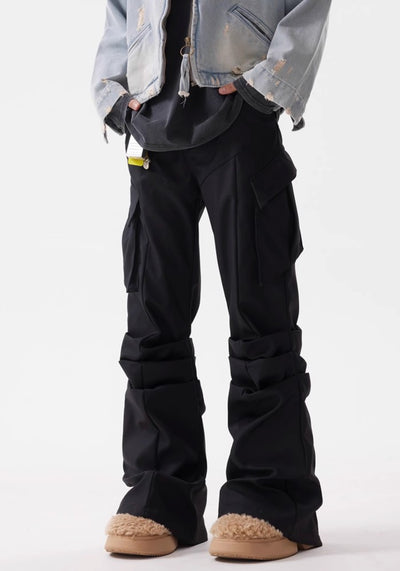 【BTSG】Gimmick silhouette black basic design pants  BS0032