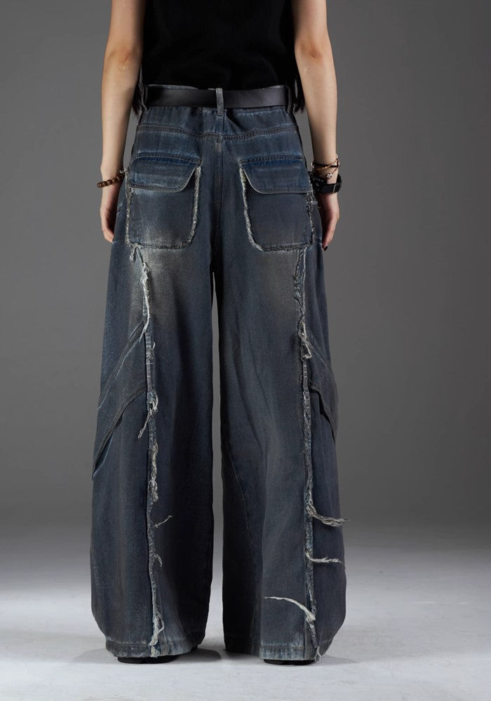 【NOMANIAI 】Grunge street style wash design denim pants  NA0001