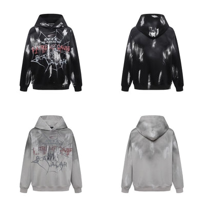 【Mz】Spyder unique design acid paint over wide hoodie  MZ0029