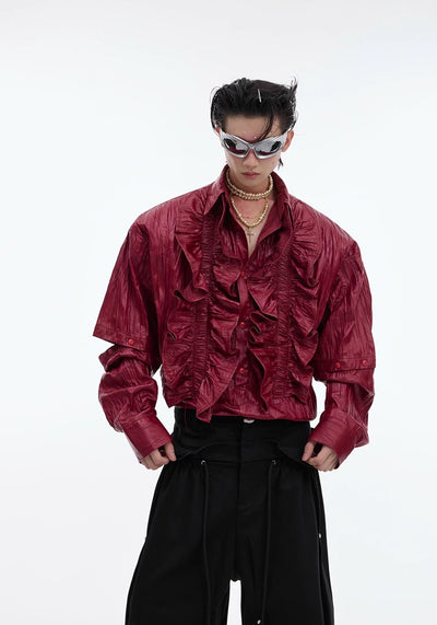 【Culture E】Front ruffle design mode gothic long sleeve shirt  CE0161