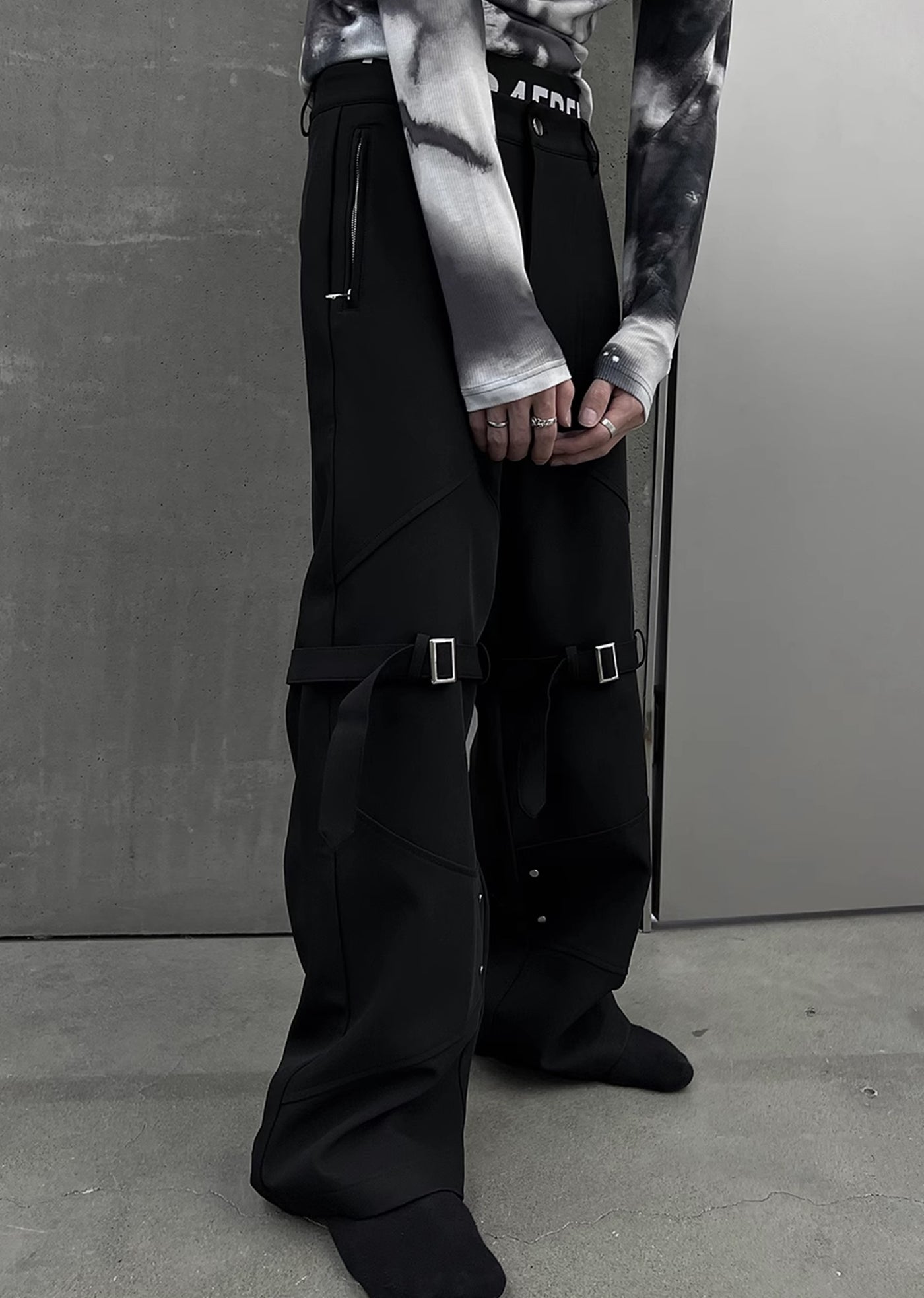 【SOULWORKER】High belt gimmick design wide silhouette overpants  SW0020