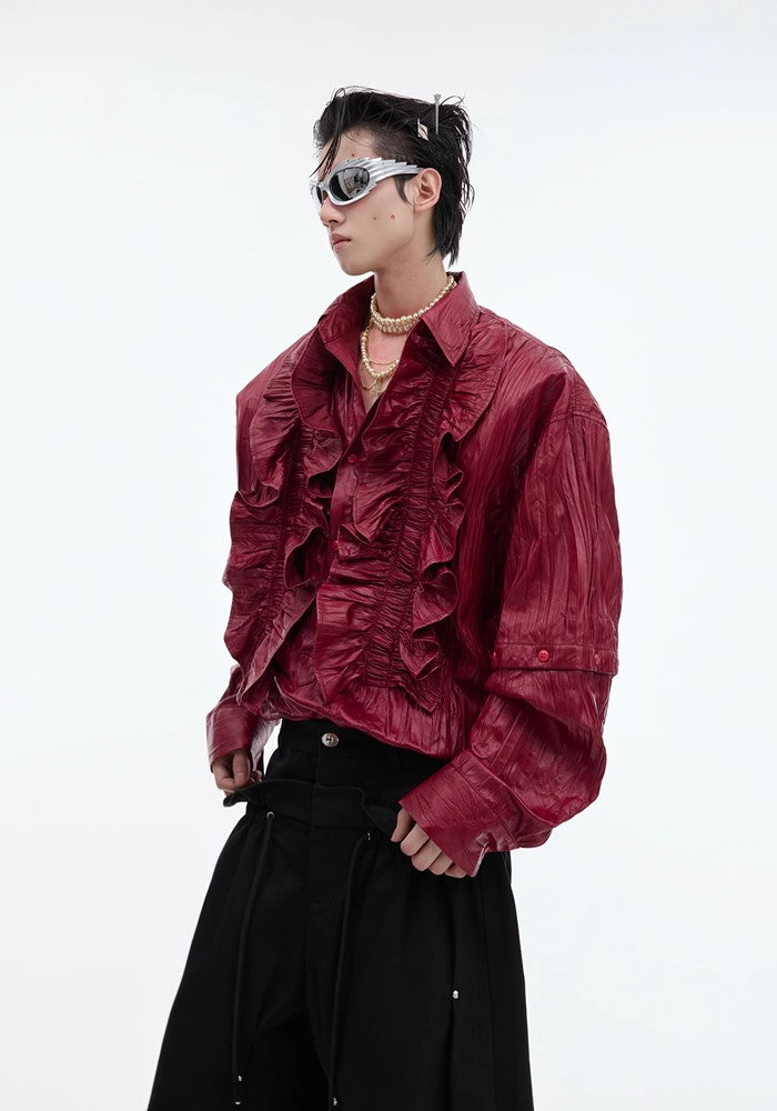 【Culture E】Front ruffle design mode gothic long sleeve shirt  CE0161