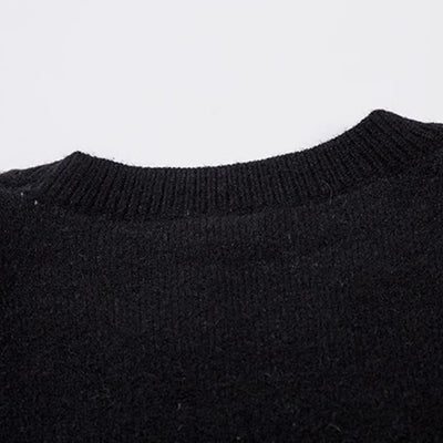 【NIHAOHAO】Full zip design gimmick raid knit sweater  NH0162