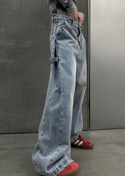 【SOULWORKER】Dull wash blue wide silhouette denim pants  SW0032