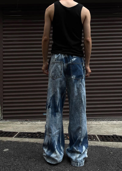 【MAXDSTR】Random wash processing gimmick design blue denim pants  MD0147