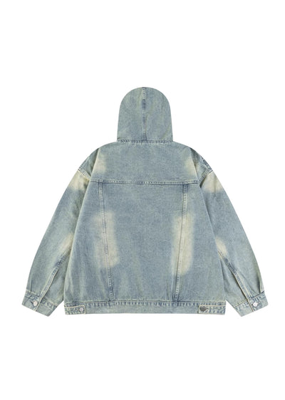 [W3] Dull colored denim fabric design hoodie WO0051