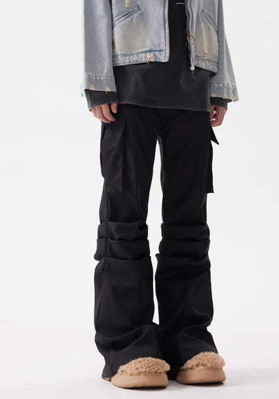 【BTSG】Gimmick silhouette black basic design pants  BS0032