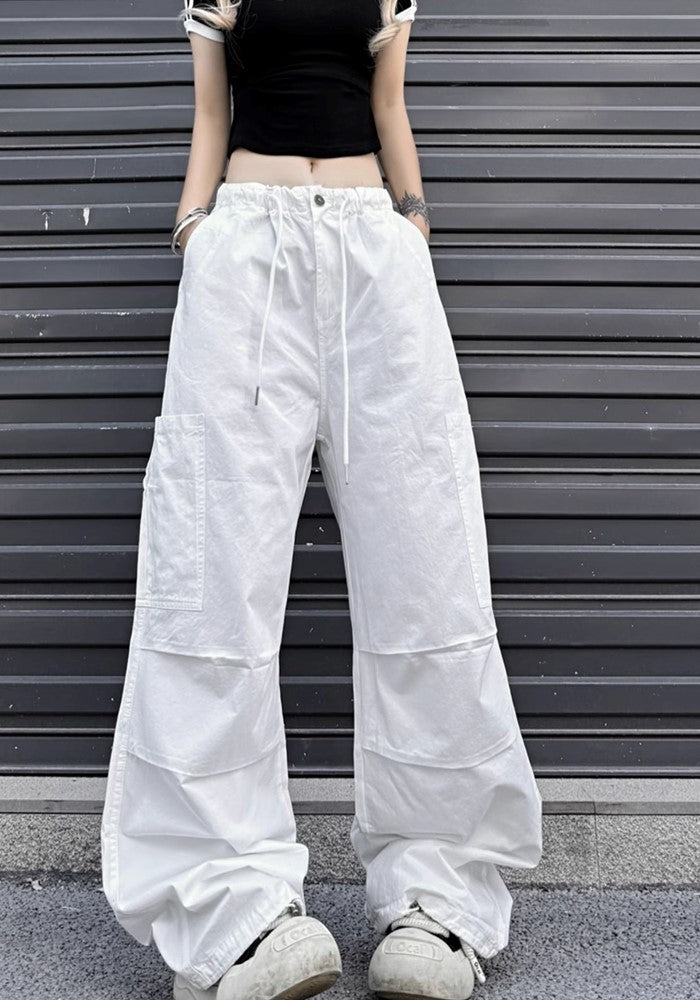 【W3】Simple base color monochrome wide silhouette pants  WO0086