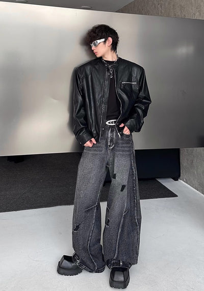 【MARTHENAUT】Special silhouette design wide balloon override denim pants  MH0040