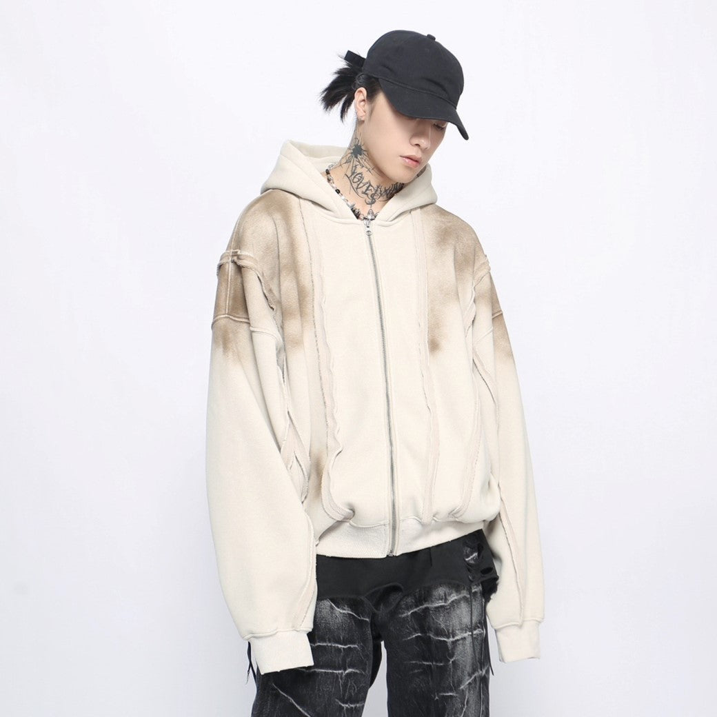 【Mz】Lovely design washed full zip hoodie  MZ0048