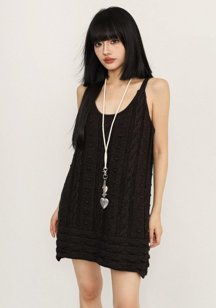 【ZERO STORE】Simple knit fabric design short style all-over dress  ZS0060