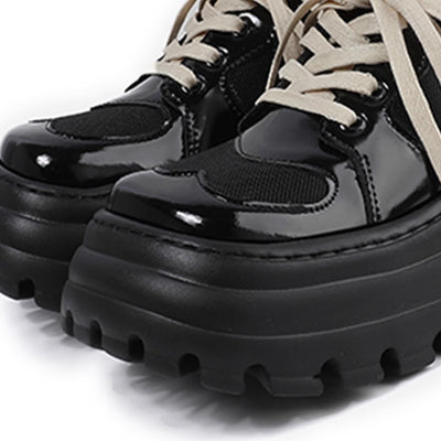 【9/9新作】Thick sole design silhouette glossy monotone color sneakers  HL3084