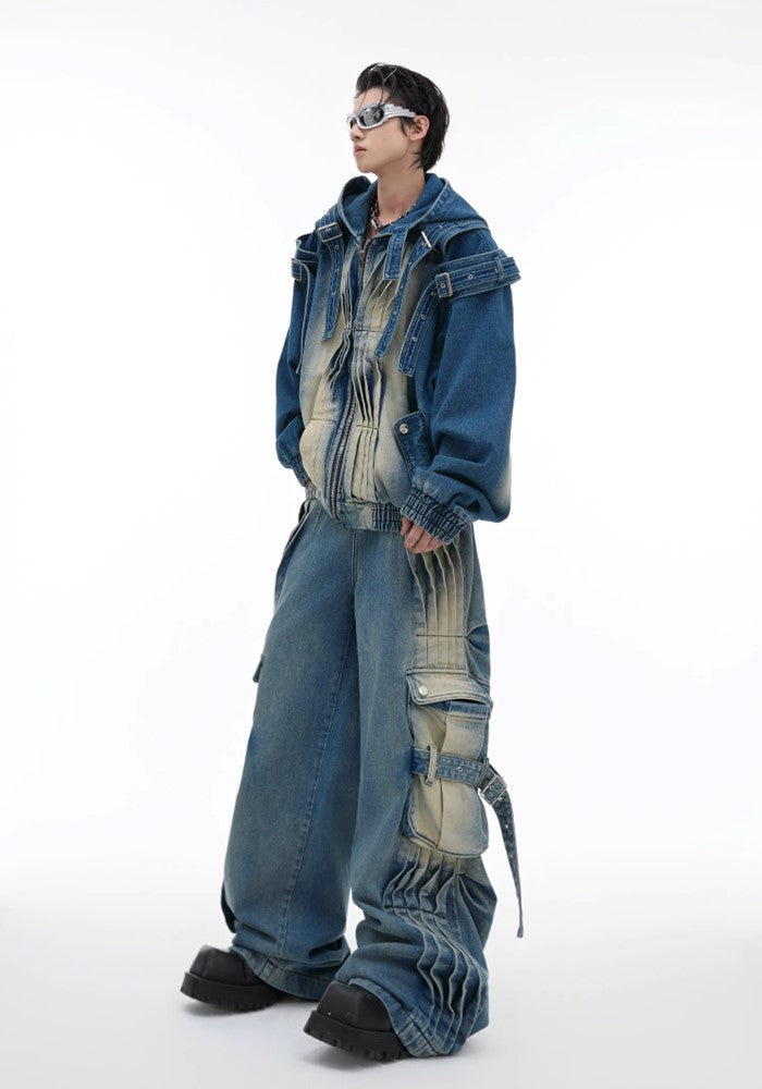 【Culture E】Heavyweight Design Bloom Gimmick Denim Set Up  CE0152