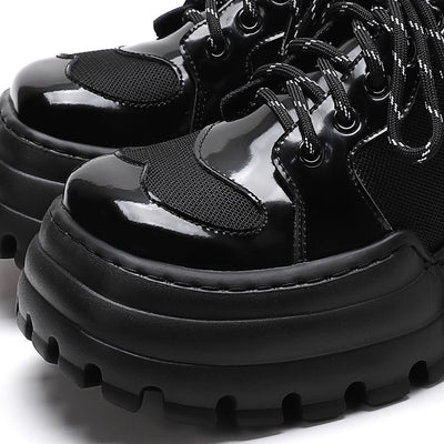 【9/9新作】Thick sole design silhouette glossy monotone color sneakers  HL3084