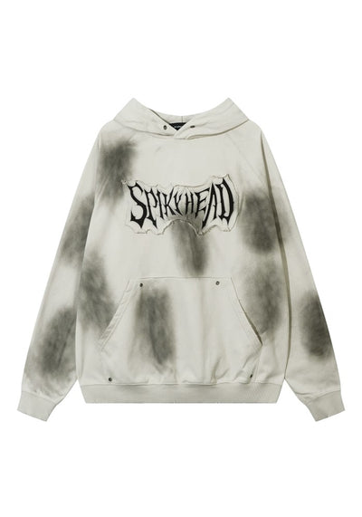 【TR BRUSHSHIFT】Random Wash Devil Initial Design Over Hoodie  TB0054