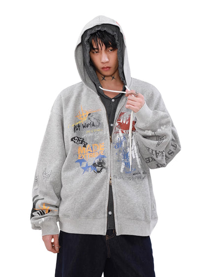 【MR nearly】Myriad Illustrations Active Design Full Zip Dull Hoodie  MR0133