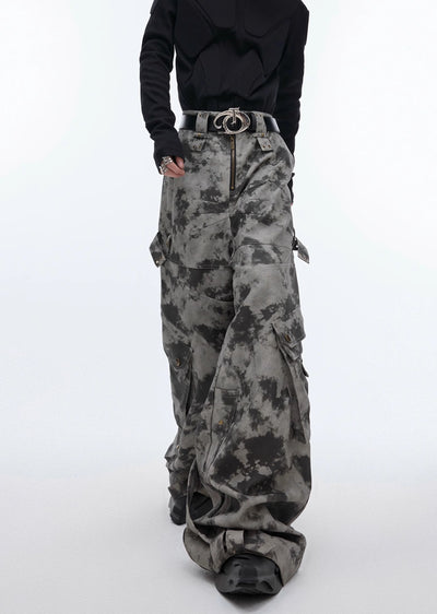 【Culture E】Random camouflage silhouette design wide pants  CE0151