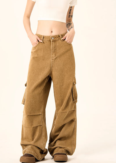 【H GANG X】Basic color design simple cargo denim pants  HX0073