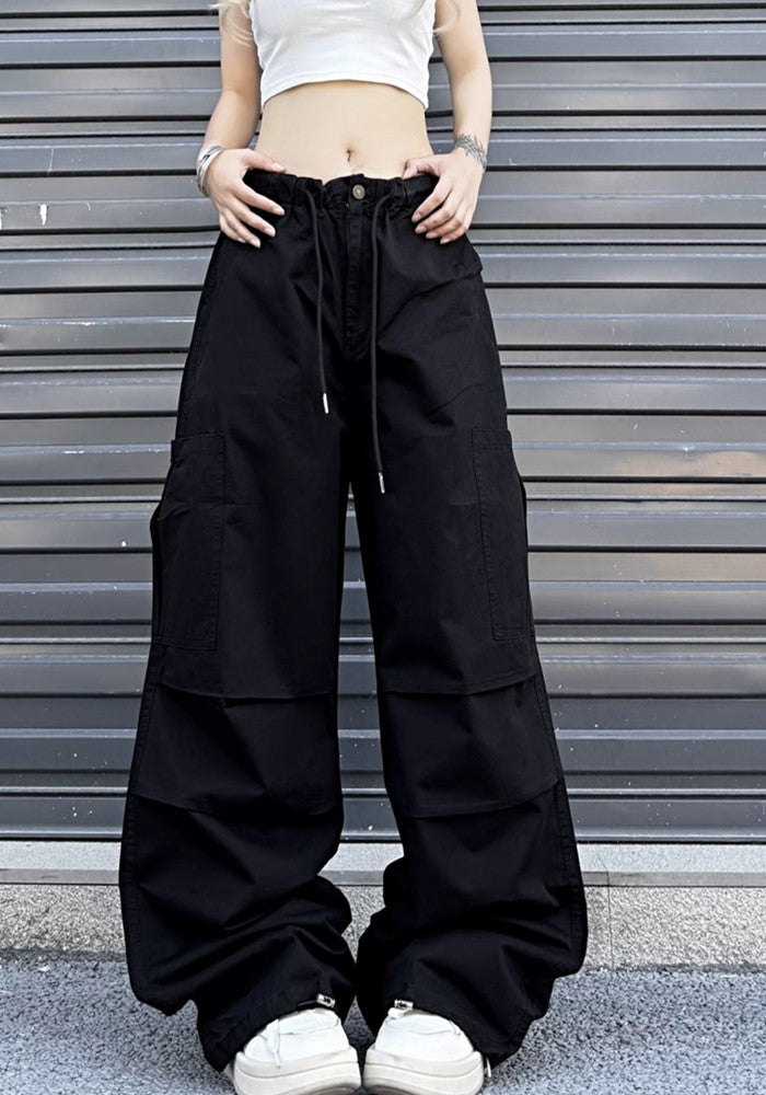 【W3】Simple base color monochrome wide silhouette pants  WO0086