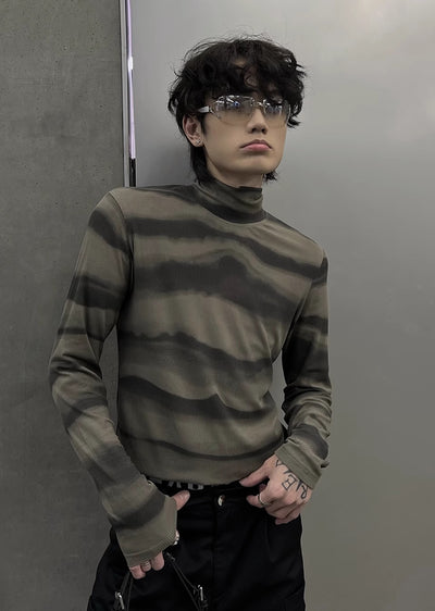 【SOULWORKER】Border blood color see-through design long sleeve T-shirt  SW0025