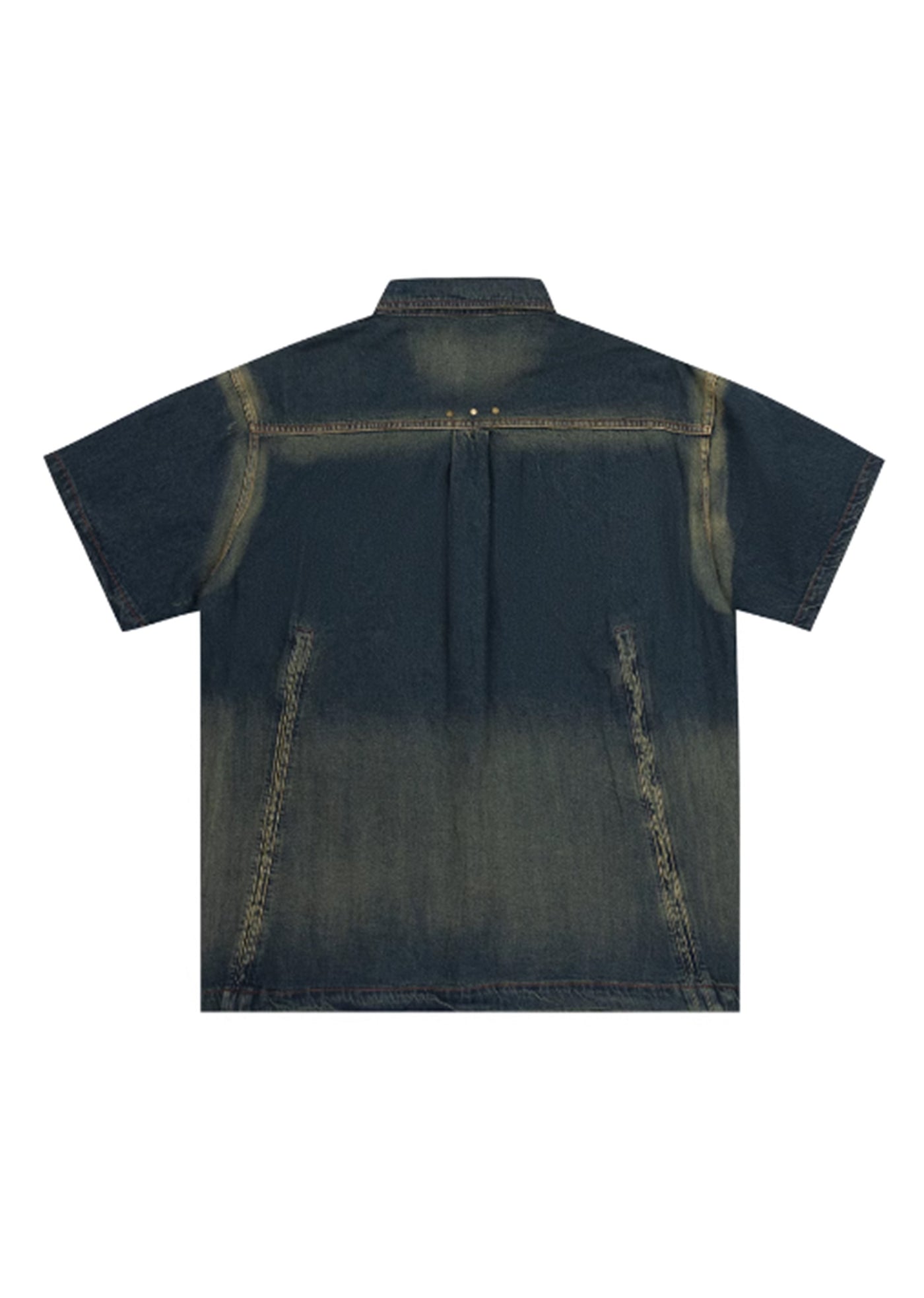 【W3】Dull wash coloring over silhouette denim shirt  WO0047