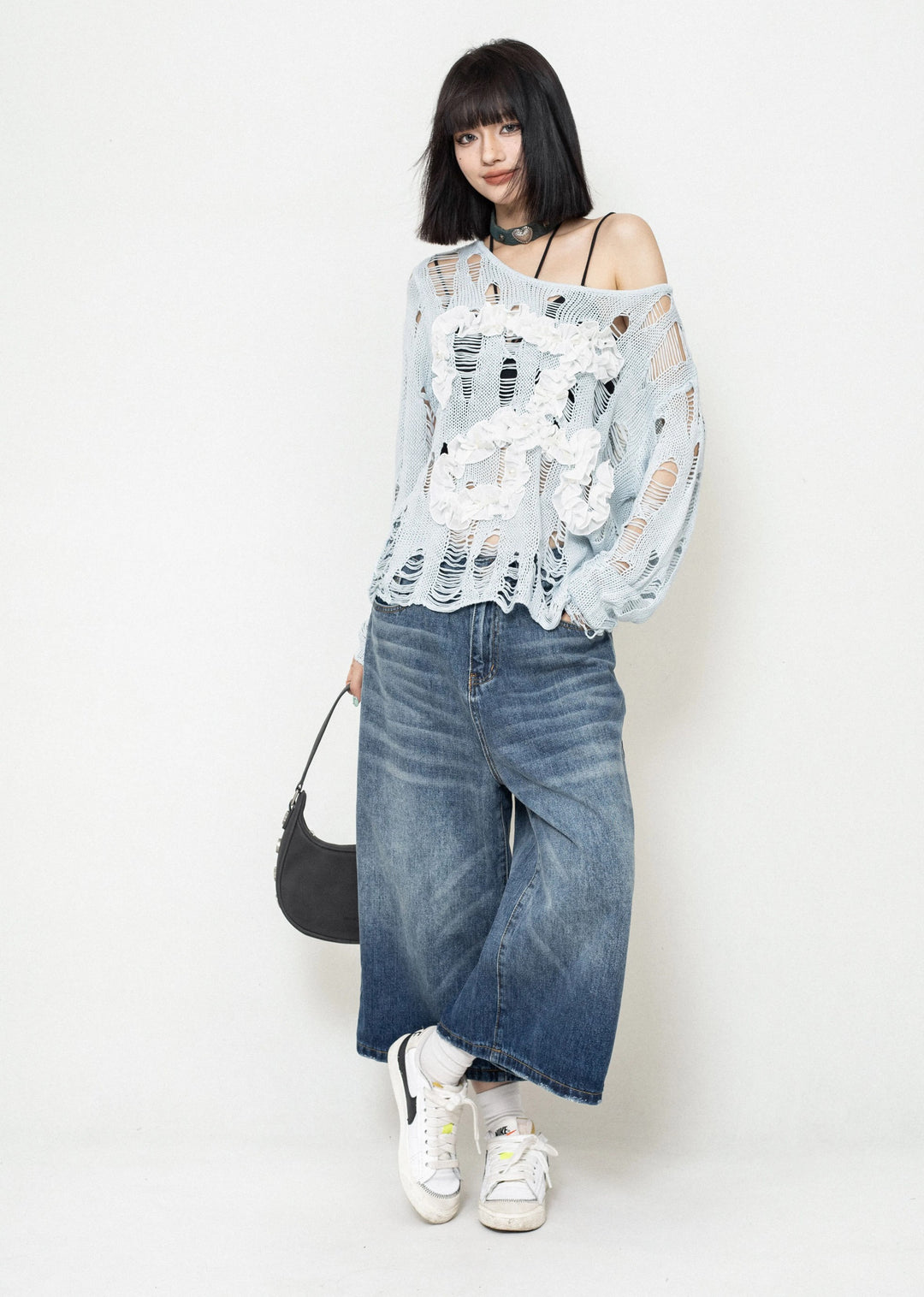 ニット・セーター HUECLOSET Cross Damage Knit SE249 セール】MULTICOLOR DAMAGED KNIT（ニット/セーター）｜SINK