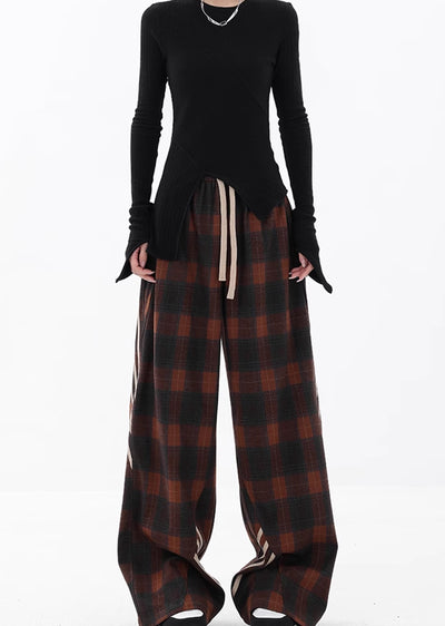 【Ken studio】Regular check pattern design dull wide pants  KS0016