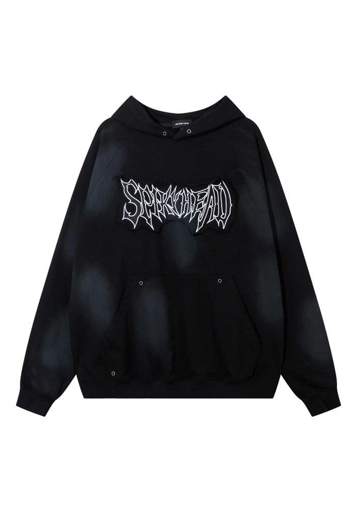 【TR BRUSHSHIFT】Random Wash Devil Initial Design Over Hoodie  TB0054