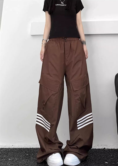 【W3】Double line design double color straight pants  WO0053