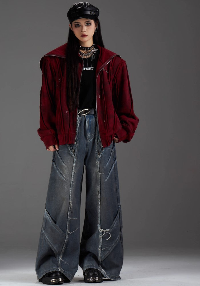 【NOMANIAI 】Grunge street style wash design denim pants  NA0001