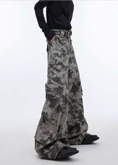 【Culture E】Random camouflage silhouette design wide pants  CE0151