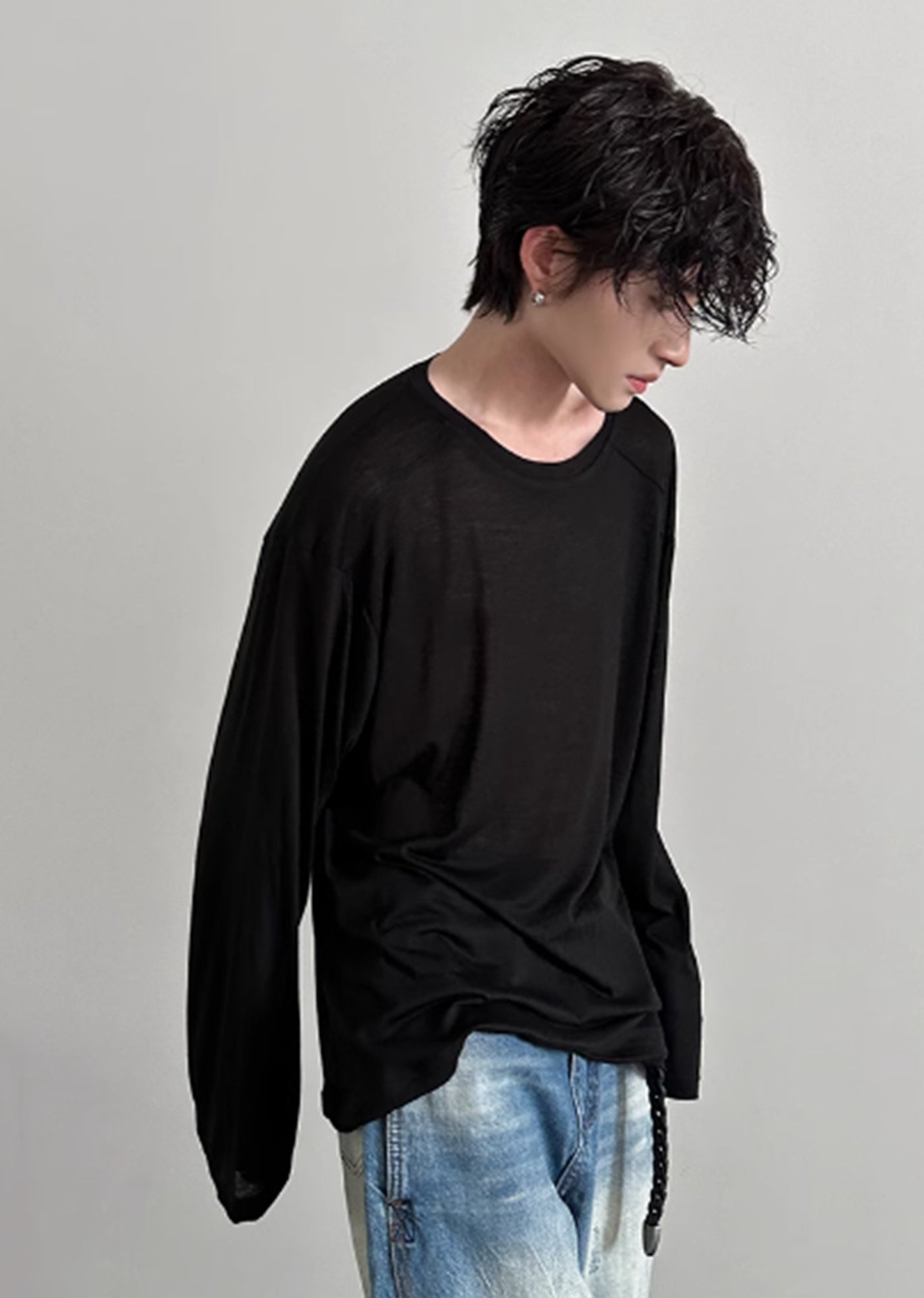 【Very Fewest】Design Basic color versatile mode long sleeve T-shirt  VF0029