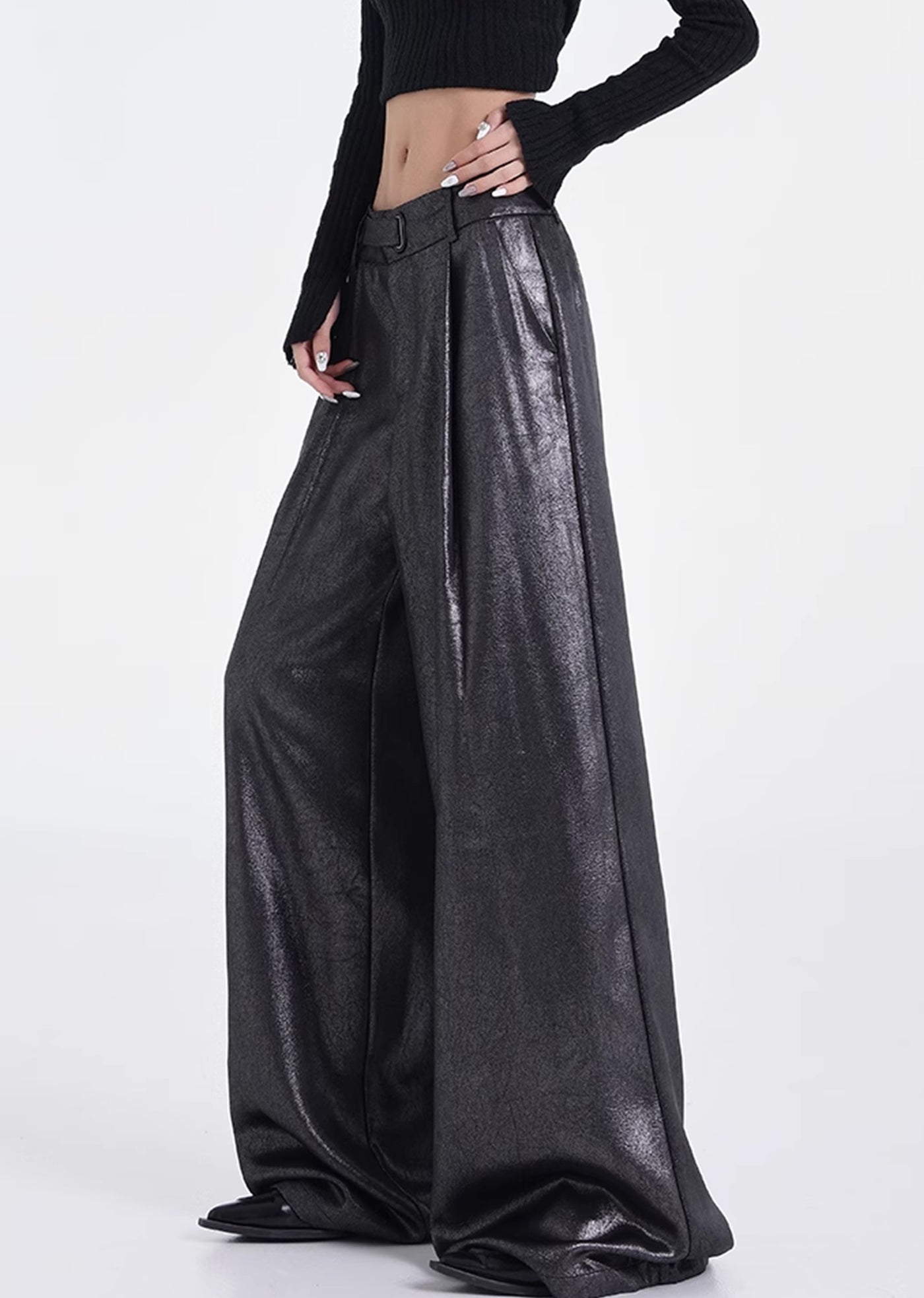 【Ken studio】Special glossy design regular over-wide pants  KS0017