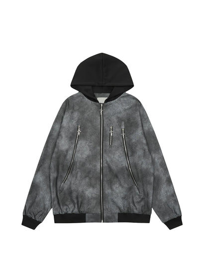 【MAXDSTR】Random wash design monotone color full zip hoodie jacket  MD0180