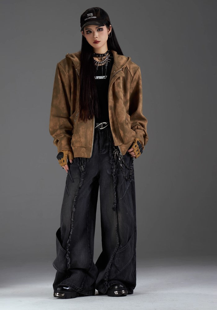 【NOMANIAI 】Grunge street style wash design denim pants  NA0001