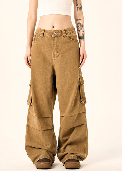 【H GANG X】Basic color design simple cargo denim pants  HX0073