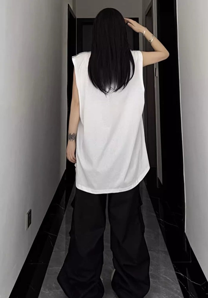 【W3】Double line design tight monotone sleeveless  WO0065