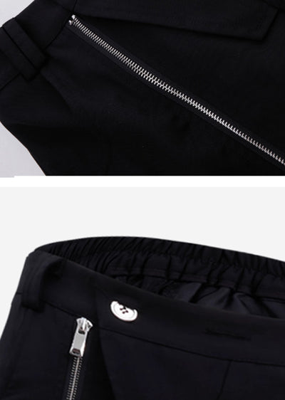 【Culture E】Full zipper design monochrome grey wide pants  CE0140